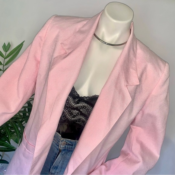 v i n t a g e :: Pink Oversized Long Preppy Barbie Blazer - Picture 1 of 15
